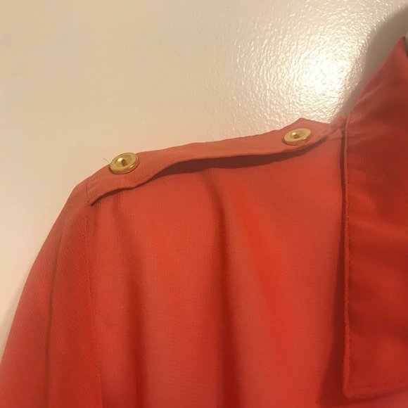 Mine Orange Sheer Button Up Blouse - Picture 5 of 5